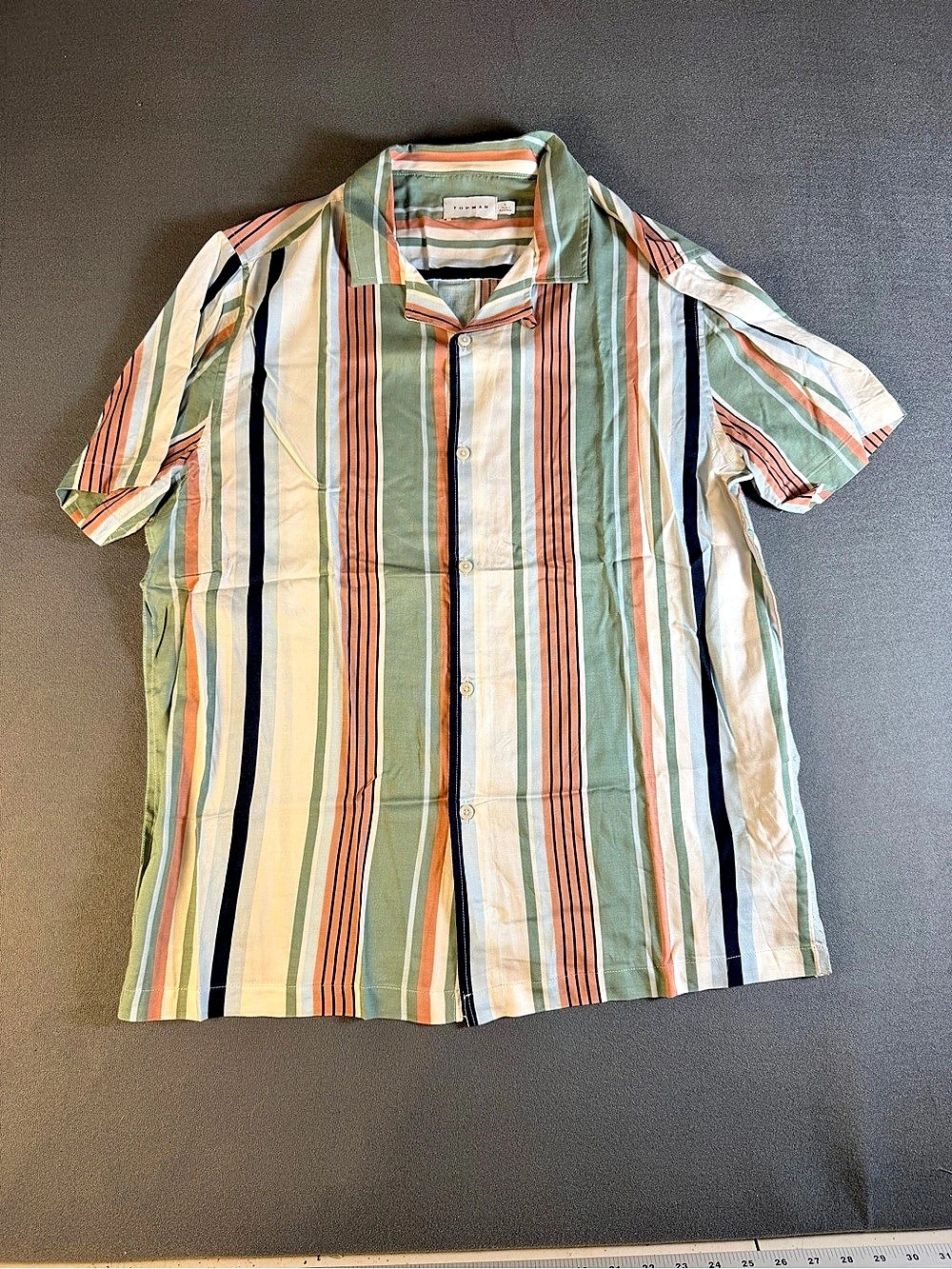 Topman Striped Cotton Shirt in Green & Multicolor Size large